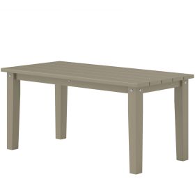 Outsunny Rectangle Outdoor Coffee Table, HDPE All-Weather Outdoor Patio Table with Slatted Tabletop for Yard, Balcony, Brown
