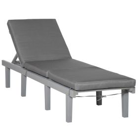 Outsunny Patio Chaise Lounge Chair, Outdoor Recliner, 4-Position Adjustable Backrest, Cushion, Grey, Deck Beach Lawn Sunbathing