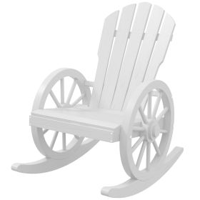 Outsunny Slatted Wood Porch Rocker: Oversized Backrest, Ideal for Exterior Relaxation, Classic White|