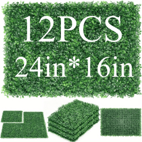 12 pieces of 24 "x 16" artificial boxwood boards, grass wall panels, boxwood fence panels, UV protection suitable for artificial green wall decor