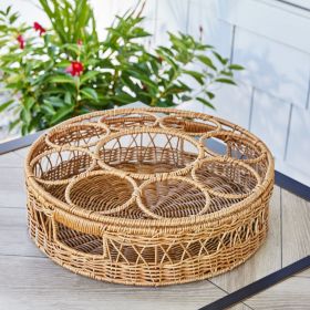 Woven Faux Rattan Indoor Vase, 10", Brown