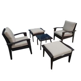 Outdoor Patio Lounge Chairs Rattan Wicker Patio Chaise Lounges Chair Patio Lounger Furniture with 5-Level Adjustable Backrest & Removable Cushion